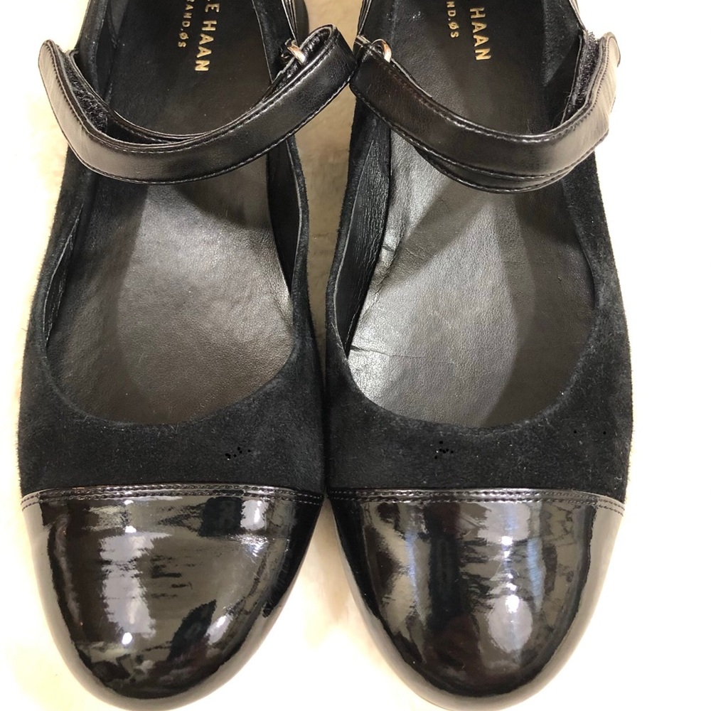 Cole Haan Black Mary Jane Flats Suede/Patent